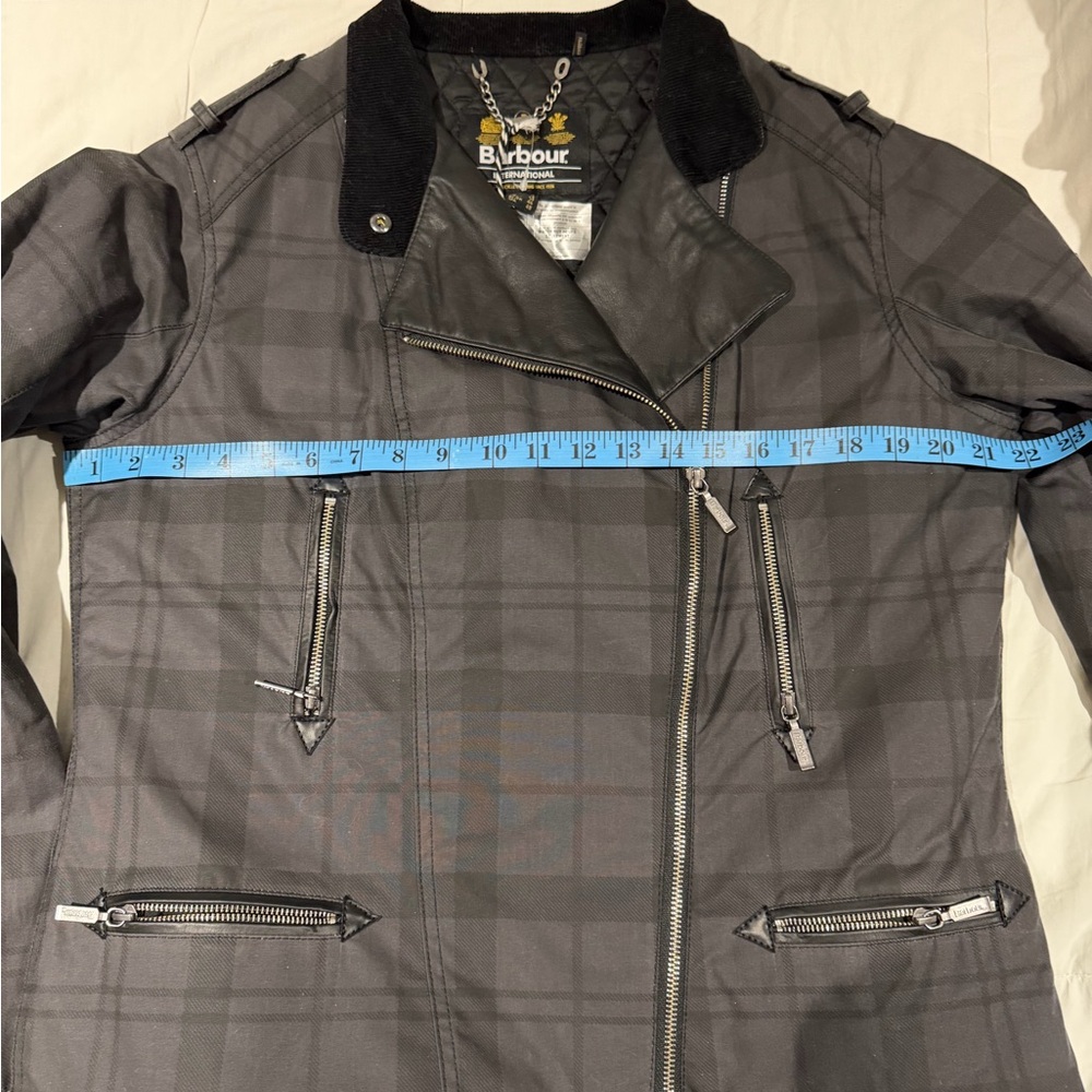 Barbour Black/Grey Plaid Asymmetric Moto Jacket NEW - Picture 7 of 10